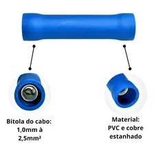 Kit Terminais Luva De Emenda Isolados 1,5 A 2,5mm² 20 Peças Cor Azul Foto mini  3