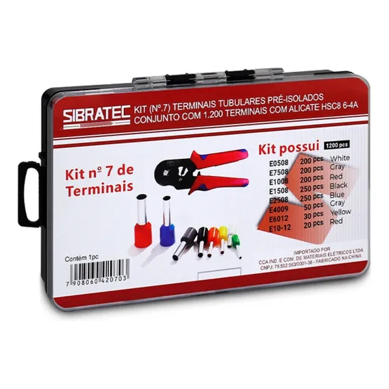Kit Terminais Pré-isolados Tubulares 1200 Peças Com Alicate Foto 1