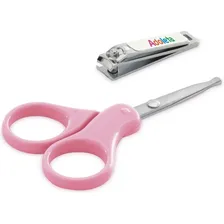 Kit Tesoura E Cortador De Unha Bebe Infantil Adoleta Cor Rosa Foto mini 1