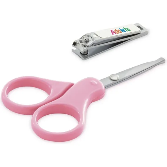Kit Tesoura E Cortador De Unha Bebe Infantil Adoleta Cor Rosa Foto 1