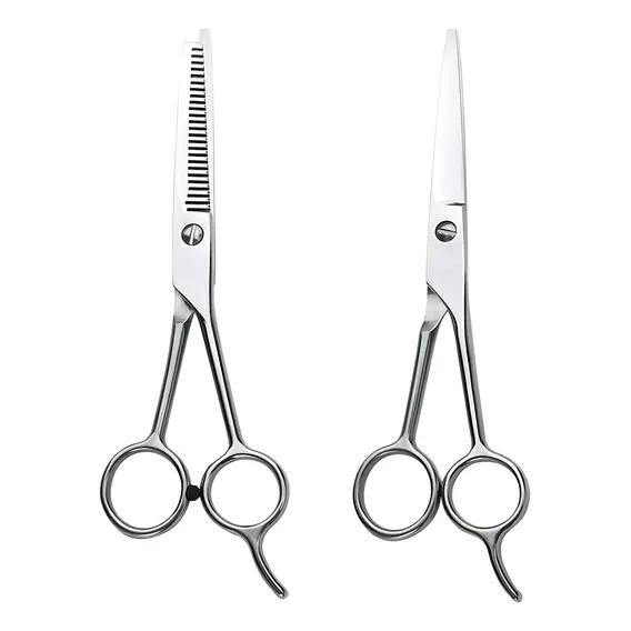 Kit Tesoura Fio Navalha 7.0'' + Tesoura Dentada 6.5 '' Pol Foto 1
