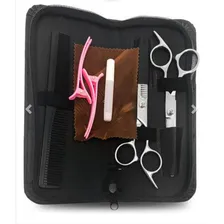 Kit Tesoura Profissional Cabeleleiro Corte Cabelo Cor Prateado Foto mini 4