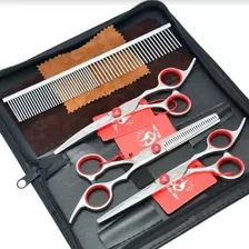 Kit Tesouras Cabeleireiro Ou Pet Aço Inoxidável 6.0 Black Foto mini 1