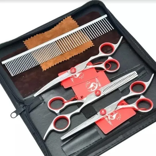 Kit Tesouras Cabeleireiro Ou Pet Aço Inoxidável 6.0 Black Foto 1