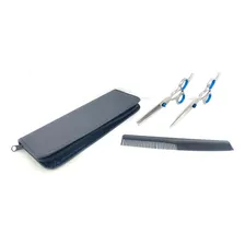 Kit Tesouras Profissionais Cabeleireiro Barbeiro Com Estojo Foto mini  3