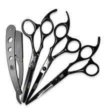 Kit Tesouras Profissionais Cabelo Barbeiro Fio Navalha Cor Prateado Foto mini  2