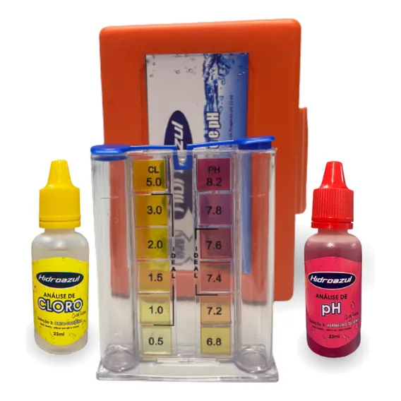 Kit Teste Ph E Cloro Hidroazul Estojo Teste Para Parametros Foto 1