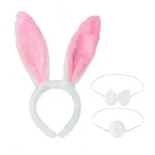 Kit Tiara Coelho Para Fantasia Cosplay Branco Páscoa Mpfesta Cor Rosa Foto mini 3