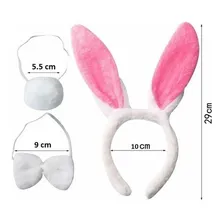 Kit Tiara Coelho Para Fantasia Cosplay Branco Páscoa Mpfesta Cor Rosa Foto mini 4