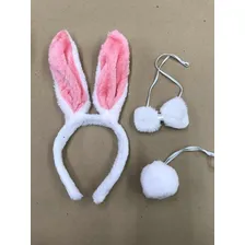Kit Tiara Coelho Para Fantasia Cosplay Branco Páscoa Mpfesta Cor Rosa Foto mini 1
