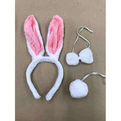 Kit Tiara Coelho Para Fantasia Cosplay Branco Páscoa Mpfesta Cor Rosa Foto 1