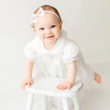 Kit Tiaras Faixas Para Bebês Crianças Newborn Flores Arranjo Cor Bege Foto mini 3