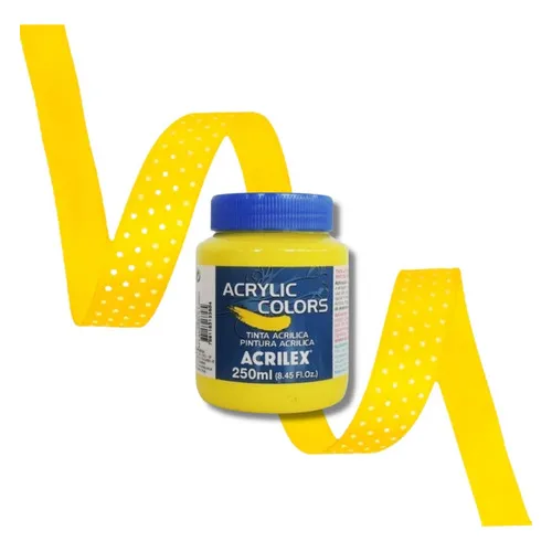 Kit Tinta Acrilica Acrilex 250ml + Fita Decorativa Cor Amarelo limão-323 Foto 1