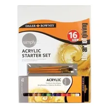 Kit Tinta AcrĂlica Daler Rowney Tinta+painel+pincel 16pçs Cor Variadas Foto mini 1