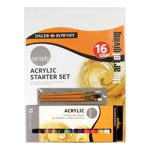 Kit Tinta AcrĂlica Daler Rowney Tinta+painel+pincel 16pçs Cor Variadas Foto 1