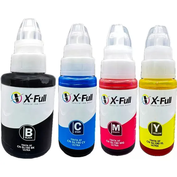 Kit Tinta Compativel Canon X-full G3110 G3111 G4100 Gi190 Tinta Preto Ciano Amarelo Magenta Foto 1