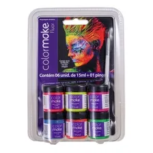 Kit Tinta Facial Maquiagem Artistica 6 Cores Neon + Pincel Foto mini 3