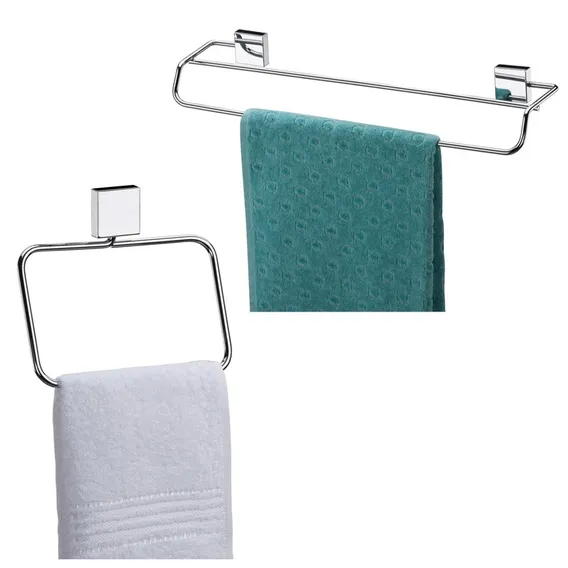 Kit Toalheiro Duplo Porta Toalha Argola Inox Cromado Future Foto 1