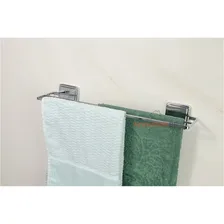 Kit Toalheiro Gancho Suporte Papel Higiênico Adesivo Cromado Foto mini  2