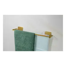 Kit Toalheiro Gancho Suporte Papel Higiênico Adesivo Dourado Foto mini 2