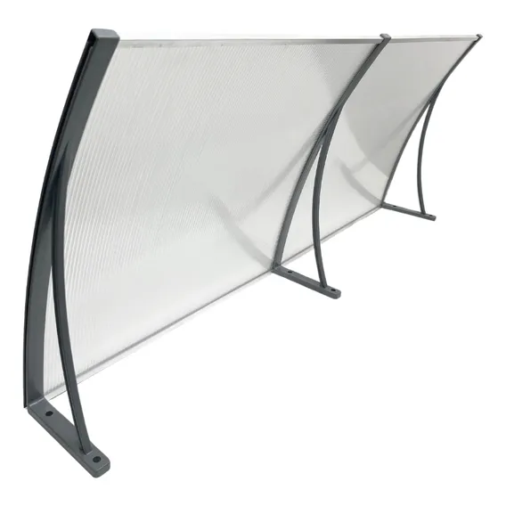 Kit Toldo Policarbonato Translucido Cinza 50cm X 1,8 Metro Cor Branco Foto 1