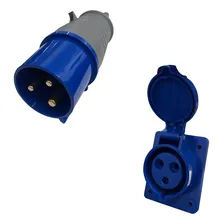Kit Tomada Embutir + Plugue Industrial 32a Cor Azul Foto mini 1