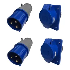 Kit Tomada Embutir + Plugue Industrial 32a Cor Azul Foto mini 1