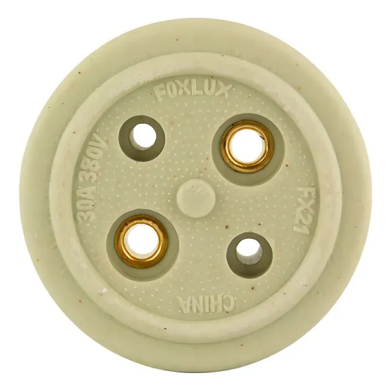Kit Tomada + Plug Elétrica Bipolar 30a Porcelana - Foxlux Cor Branco Foto 1