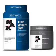 Kit Top Whey 3w 900g + Creatina 300g Sabor Morango Foto mini 1
