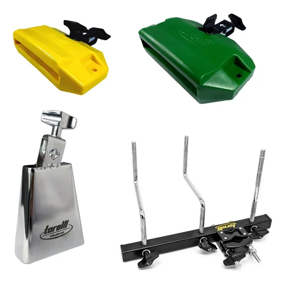 Kit Torelli Rack Percussão Par De Bloco Sonoro Cowbell 6' F Foto 1