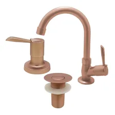 Kit Torneira Lavat贸rio Rose Gold Bica Baixa E Valvula Cor Rose Acobreado Foto mini 1