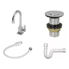 Kit Torneira Luxo + Válvula Click 7/8''b + Sifão Pvc +engate Acabamento Cromado Foto mini 1