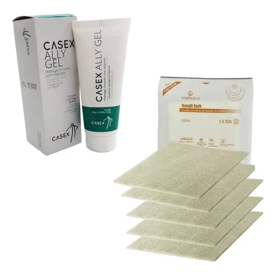 Kit Trata Feridas 1 Hidrogel Casex 85g + 5 Placa De Alginato Foto 1