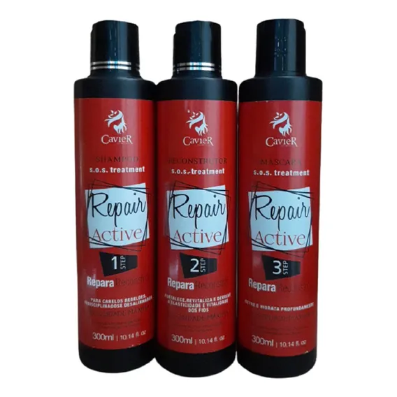 Kit Tratamento Cabelo Cavier Cosmeticos Repair Active 900ml Foto 1