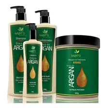 Kit Tratamento Capilar Argan 4 Itens Hábito Cosméticos Foto  mini 1