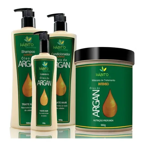Kit Tratamento Capilar Argan 4 Itens Hábito Cosméticos Foto 1