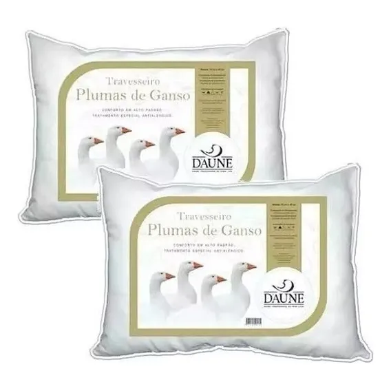 Kit Travesseiros 2 Peças- Daune 100% Pluma De Ganso 50x70 Foto 1