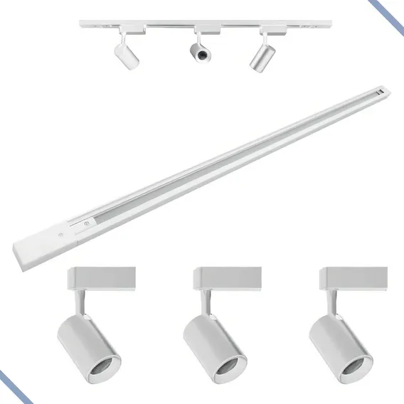Kit Trilho Eletrificado 1 Metro C/ 3 Spot De 7w Preto Branco 6000k Branco Frio Foto 1