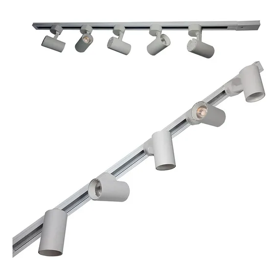 Kit Trilho Eletrificado 1,5m + 4 Spot Led 7w Estrutura Branco Luz 3000k Branco Quente 110v/220v Foto 1