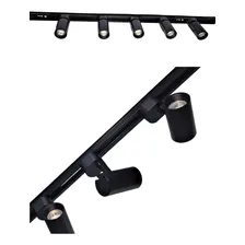 Kit Trilho Eletrificado 1m + 3 Spots Led 7w Branco Quente Estrutura Preto Foto  mini 1