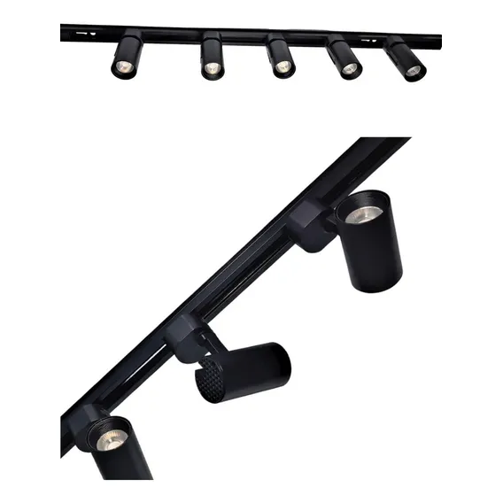 Kit Trilho Eletrificado 1m + 3 Spots Led 7w Branco Quente Estrutura Preto Foto 1