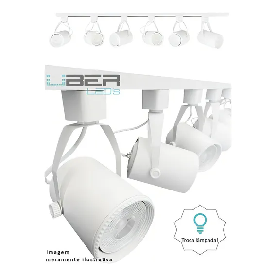 Kit Trilho Eletrificado 1m Branco 4 Spot E27 Par20 Led 2700k Foto 1