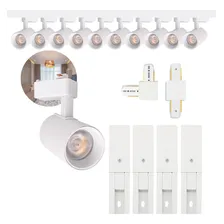 Kit Trilho Eletrificado 4m Branco + 10 Spots Led 7w Neutro Estrutura Emenda Curva 127/220v Foto  mini 1