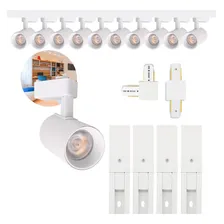 Kit Trilho Eletrificado 4m Branco + 10 Spots Led 7w Quente Estrutura Emenda Curva 110v/220v Foto mini 1