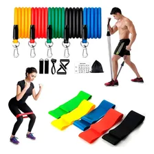 Kit Tubing Elástico 11 Itens + 5 Faixas Mini Band Treino Top Foto mini 1
