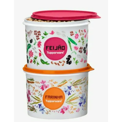 Kit Tupperware 2 Caixas Mantimentos Floral Farinha E Feijão Foto 1