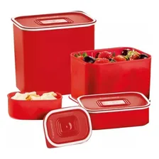 Kit Tupperware Baseline Retangular Vermelha Natal 4 Peças Foto mini 1