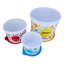 Kit Tupperware Caixa de Mantimento Arroz 5kg Plus + Feijão 2kg + Sal 1,3kg Floral Foto mini 3
