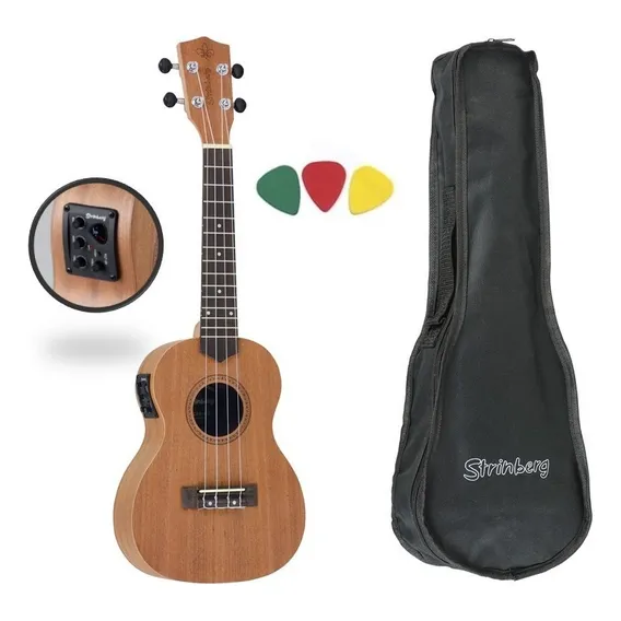 Kit Ukulele Concert Strinberg Uk06ce ** Elétrico C/ Afinador Cor Marrom Foto 1