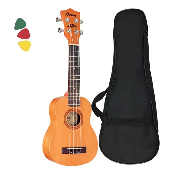 Kit Ukulele Shelby Eagle Su21m Soprano Capa Afinador Cor Marrom Foto 1